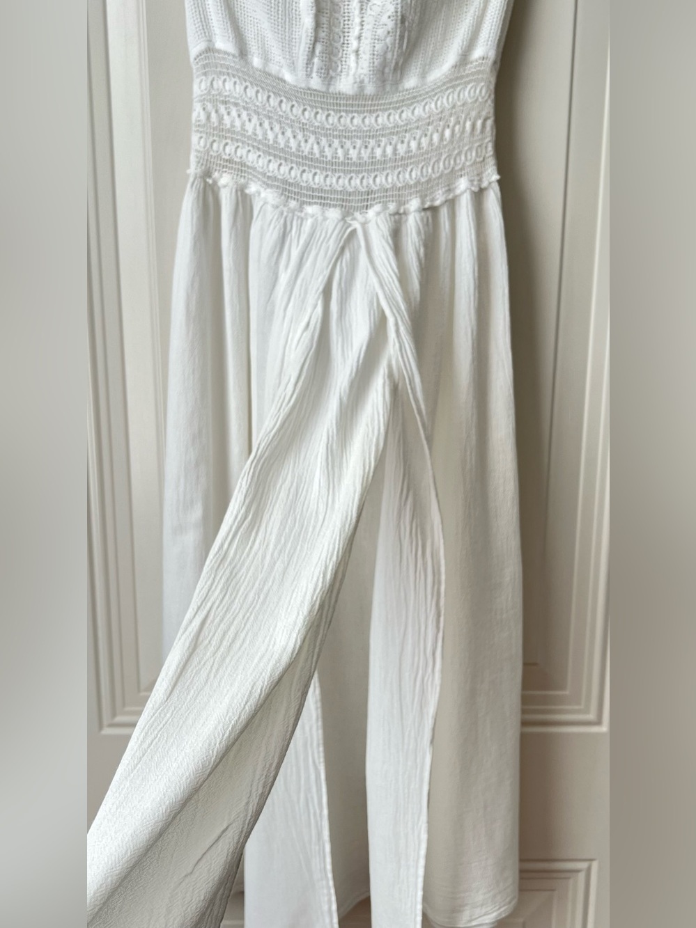 Seaspice Arabella Panel High Slit Midi Dress XL White Crochet Halter Resort - Picture 6 of 13